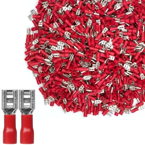 Image of 200PCS 4.8mm 0.187" Quick Disconnect Spade Terminals,22-16AWG Vinyl Insulated Crimp Female Wire Connectors (22-16awg（Female） Red, 4.8mm 0.187"（200PCS）)