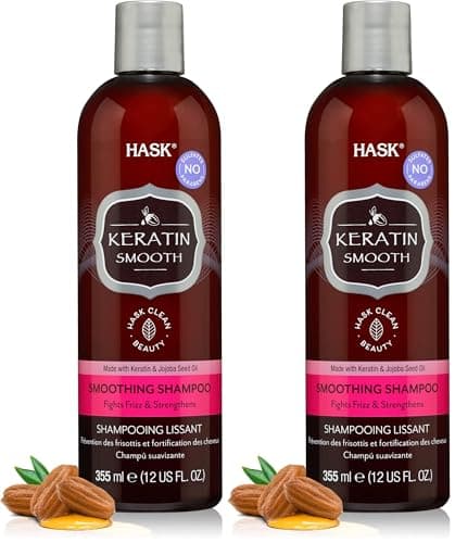 Image of HASK Keratin Smoothing Shampoo for all hair types, colour safe, gluten-free, sulfate-free, paraben-free - 1 355 ml Bottle (Pack of 2)