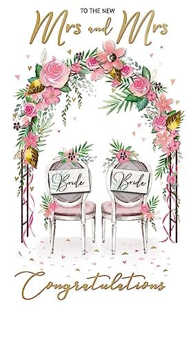 Image of The New Mrs & Mrs Wedding Day Card Embellished Champagne Greeting Card JGS702