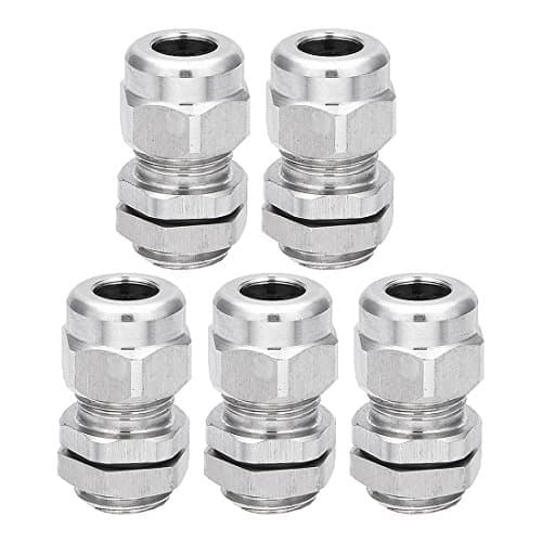 Image of Sourcingmap Cable Gland Waterproof M12 Stainless Steel Cable Glands Joints Adjustable Connector for 3-6.5mm Dia Wire Range, Pack of 5