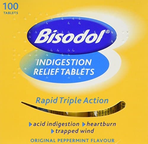 Image of Bisodol Indigestion Relief Tablets - 100 Tablets Fast Relief to Trapped Wind, Acid Indigestion & Heartburn,100 Count (Pack of 1)