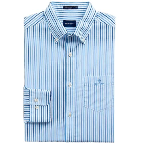Image of GANT Broadcloth Stripe Long Sleeve Shirt L Blue
