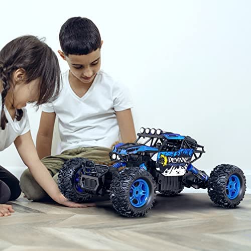 Image of CROBOLL 1:12 Large Remote Control car for Boys Kids with Lifting Function,4WD RC Cars Electric Monster Truck Toy Gifts 4X4 Off-Road RC Rock Crawler 2.4GHz All Terrain RC Truck with 2 Batteries(Blue)