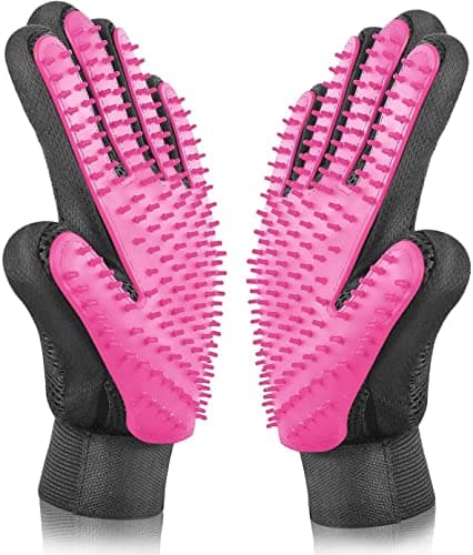 Image of BYETOO Pet Dog Cat Grooming Glove,Gentle Deshedding Brush Glove,Efficient Pet Hair Remover Mitt,Massage Tool with Enhanced Five Finger Design,for Dogs,Cats,Rabbits,Horses with Long/Short Fur,1 Pair
