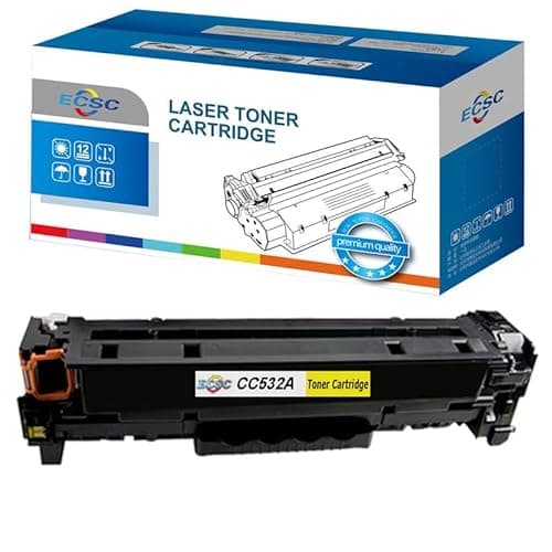 Image of ECSC Compatible Toner Cartridge CC532A Replacement for HP Colour LaserJet CM2320 CM2320fxi CM2320n CM2320nf CP2020 CP2025 CP2025dn CP2025n (Yellow, 1-Pack)