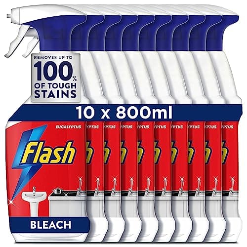Image of Flash Multi Purpose Bleach Cleaning Spray, For Hard Surfaces, Kitchen Cleaner Sprays, 8 L (800ML x 10)