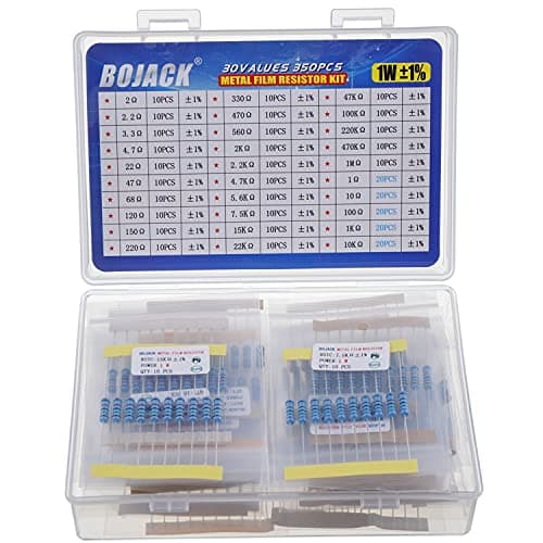 Image of BOJACK Resistor Assortment Kit 1 Ohm - 1M Ohm 1W Metal Film Resistor Assortment Resistor Kit (30 Values 350 Pcs)
