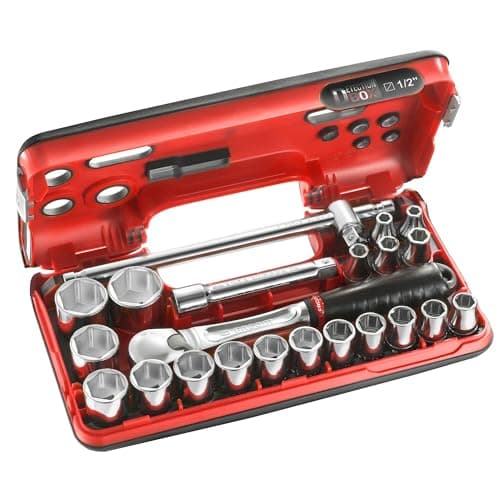 Image of FACOM SL.DBOX4-1/2 Inch Metric 6-Point Socket Set - 22 Pieces