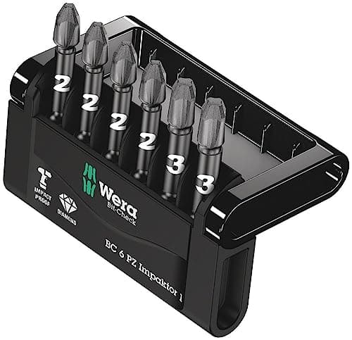 Image of Wera Bit-Check 6 PZ Impaktor 1 Diamond Coated TriTorsion Long Service Life Pozidriv Bit Set, 6pc, 05057692001