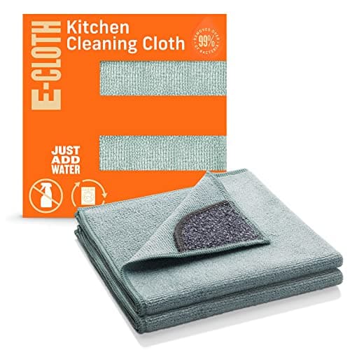 Image of E-Cloth Kitchen Cleaning Cloth, Premium Microfibre Cleaning Cloth with Scrubber, Ideal for Kitchen Sinks and Dish Scrubber, Reusable, 100 Wash Promise, 2 Pack