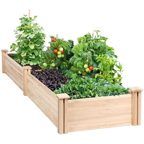 Image of Yaheetech Wooden Horticulture Raised Garden Bed Divisible Elevated Planting Planter Box for Flowers/Vegetables/Herbs in Backyard/Patio Outdoor, 241.5 x 62.5 x 27 cm