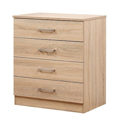 Image of Harmin SONOMA OAK 4 DRAWER CHEST BEDROOM FURNITURE - Height 68.5 cm x Width 60 cm x Depth 40 cm