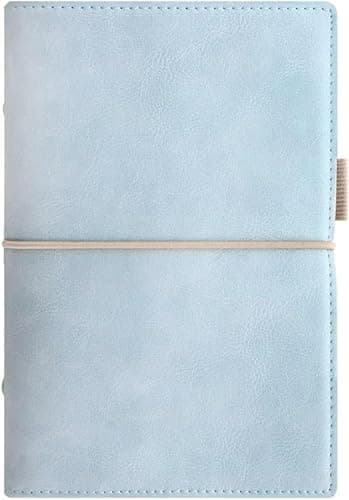 Image of Filofax Domino Soft Organizer, Personal Size, Pale Blue - Smooth, Leather-Look, Grain Effect, Tactile, Six Rings, Week-to-View Insert, Multilingual (C022578)