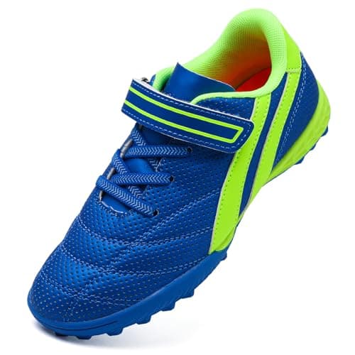 Image of VLOOKST Boys' Football Boots Kids Girls Astro Turf Trainers Non-Slip Junior Soccer Shoes Sports Shoes Outdoor Athletic Sneakers Football Shoes Unisex Blue Green 12.5UK