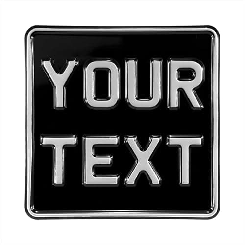 Image of 6.5 x 6.5 Inch Novelty Kids Motorcycle Number Plate – Black & Silver Pressed Metal Sign – Mini Bike/Scooter Plate for Vespa & Kids Motorcycles / 163x163