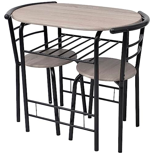 Image of vidaXL Breakfast Bar Set 3 Piece MDF Black Kitchen Dining Room Table Stools