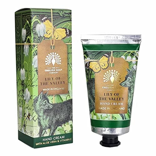 Image of The English Soap Company Anniversary Lily of the Valley Hand Cream - Shea Butter, Aloe Vera and Beeswax Moisturiser - Floral Scent, Recyclable Tube, British Skincare, Made in England - 75ml
