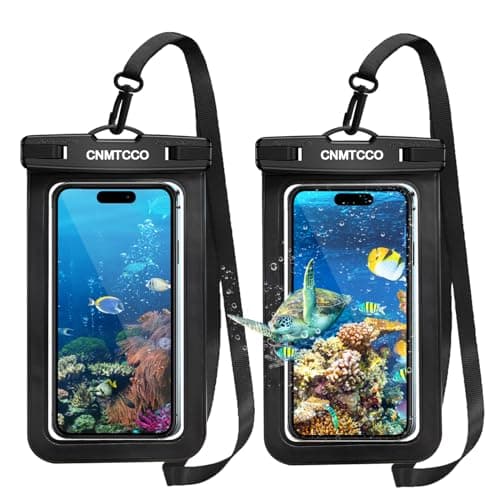 Image of CNMTCCO Waterproof Phone Pouch, 2 Pack IPX8 Universal Swimming Underwater Waterproof Phone Case with Lanyard for iPhone 17 16 15 14 Pro Max Xs Max XR XS X Samsung S23 S24 S25, Up to 7 Inch (Black)