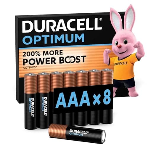 Image of DURACELL Optimum AAA Batteries (8 Pack) – Alkaline Batteries 1.5V – 200% More Power Boost Actives – Meets Demands Of Modern Devices – 100% Recyclable, 0% Plastic Packaging – MX2400