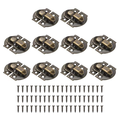 Image of PATIKIL Small Metal Box Toggle Latch, 10 Pack Vintage Hasp Latch Lock Buckle Hardware with Mounting Screw for Wood Jewelry Cabinet Toolbox Ordinary Box, Bronze