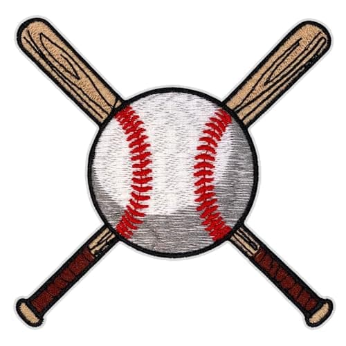 Image of EMBRO BOF Crossed Bats Baseball Patch – 3.5 inches, Cool Baseball Iron On Patch – Embroidered Iron On Baseball Patches for Backpacks
