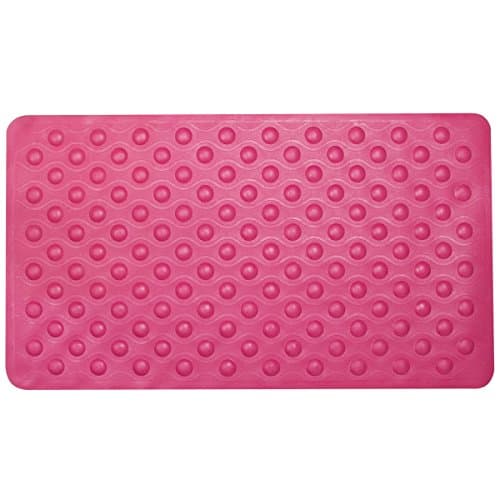 Image of Sabichi Raspberry Suction Grip Rubber Bath Mat with Cosy Bubble Foot Grip