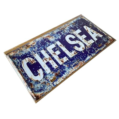 Image of Chelsea Vintage Style Metal Tin Sign - 30x15cm - Retro Distressed Wall Art Plaque