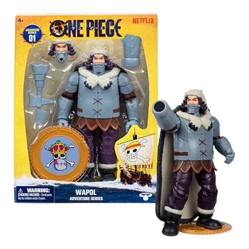 Image of One Piece Wapol 6.5″ (16.5 cm) Action Figure with 4 Accessories. Includes Swappable Cannon Head, Detachable Arm Cannon, Cape, and Berry Coin Display Base