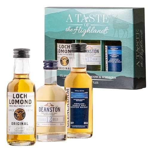 Image of Select Drams A Taste of the Highlands Whisky Tasting Set – 3 x 5cl Single Malt Scotch Miniatures | Includes Deanston 12, Glencadam & More | Scotch Whisky Gift Set for Him | Malt Whisky Tasting Set