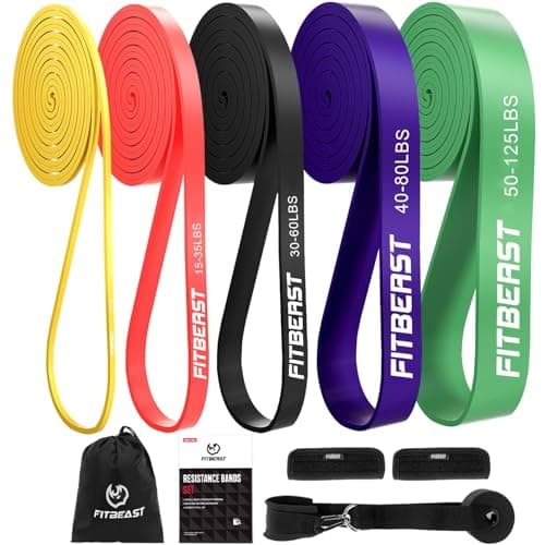Image of FitBeast Pull Up Bands Set, 5 Different Levels Resistance Band Pull Up for Calisthenics, Bodyweight Training, Muscle Toning, Yoga, Stretch Mobility, Pull Up Assistance Bands (Multicolor 5-125 LBS)