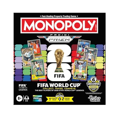 Image of Monopoly Panini Prizm: FIFA World Cup Game I Football Board Game with Monopoly Panini Prizm FIFA World Cup 2026 Trading Cards I Ages 8+ - English Version