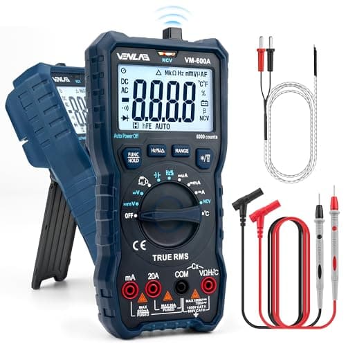 Image of VENLAB Digital Multimeter, TRMS 6000 Counts Auto-Ranging, DC AC Volt Ohm Circuit Tester for Voltage, Current, Resistance, Diodes Continuity, Capacitance, Frequency, NCV, Temperature, Transistors