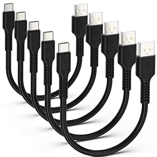 Image of ADILIFT USB C Cable Short [5Pack 20cm], 3A USB Type C Fast Charging Cable 0.2m USB A to USB C Charger Cable Data Sync for Samsung Galaxy S10 S9 S8, Huawei P20/Mate20, 6T & More - Black