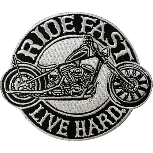 Image of Ride Fast Live Hard Patch Iron On Sew On Motorcycle Motorbike Jacket Biker Badge