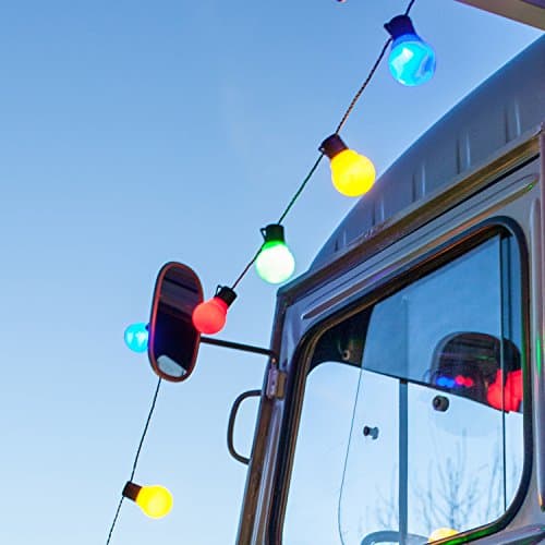 Image of Lights4fun 30 Multi-Coloured LED Festoon String Lights, 7.25m Black Cable, Plug-in & Fully Waterproof IP44 for Indoor & Outdoor Use - Perfect for Patio, Garden, and Party Decor