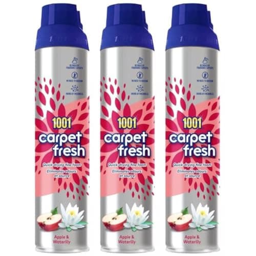 Image of 1001 Carpet Fresh Spray, Apple & Waterlily Fragrance, Odour Elimination, Quick-Drying Fine Foam, 300ml, Pack of 3