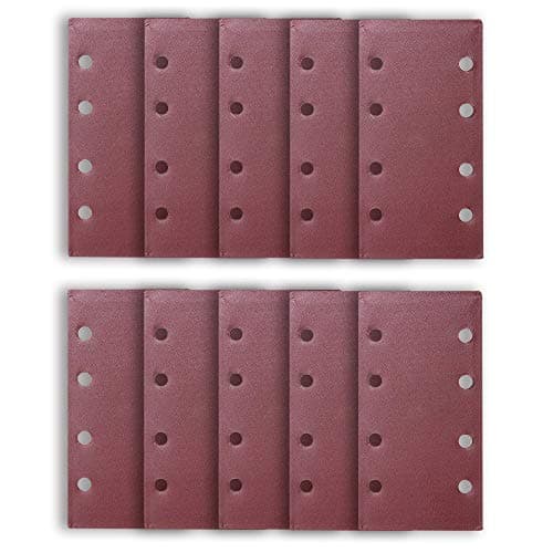 Image of ExcInter 10PCS 93x185mm Sandpaper Sanding Paper 8 Holes Loop Sand Sheet Punched 60 Grits Fit Rectangular Orbital Sander