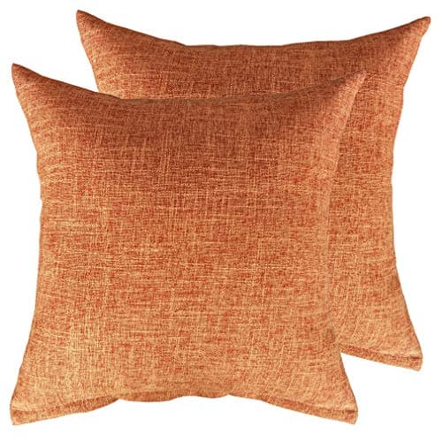 Image of AMZHOM Pack of 2 Farmhouse Linen Pillowcase Solid Square Burlap Throw Pillow Covers Decorative Rustic Cushion Case for Outdoor Camping