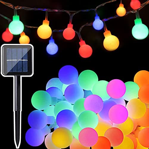 Image of 50 LED Globe Solar Fairy String Lights, 23Ft Ball String Lights Outdoor Waterproof, 8 Modes Ball Solar Powered Lights for Garden Christmas Bedroom Wedding Festival Party Decoration, Multi-Color