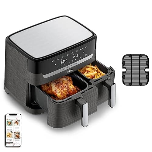 Image of Tefal EY905B10, Easy Fry & Grill Dual XXL, 8.3 L, Stainless Steel, Double Drawers, Combination Air Fryer and Grill, Complete Family Meal, Energy Saving, 8 Automatic Cooking Programs, Endless Recipes