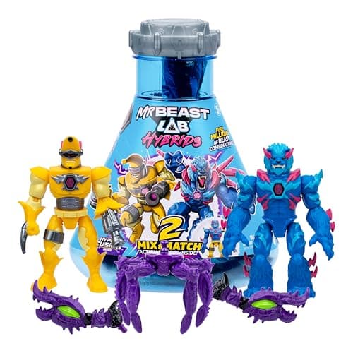 Image of MrBeast Lab Hybrids Multi Pack, Reveal Different Hybrid Parts To Create 2 Mix & Match Action Figures, Plus Parts Of The Golden Panther Dragon, Fuse Millions Of Beast Combinations, Collect 30+ Beasts