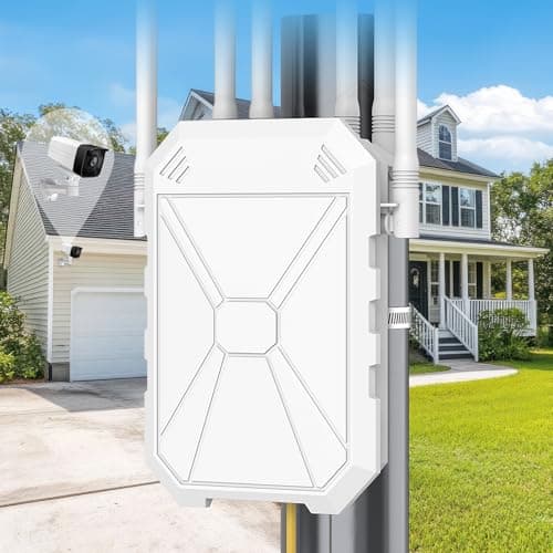 Image of N300 Outdoor WiFi Extender, 300Mbps 2.4GHz Outdoor WiFi Wireless Access Point with 6 Antennas, Passive PoE, IP67 Weatherproof, Ethernet Port, for Outdoor Camera, Gardens, Yard, Farm