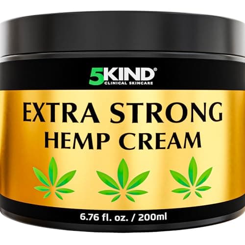Image of 5kind Extra Strong Hemp Cream 200ml - High Strength Hemp Oil and Arnica Cream - for Massaging Joints & Muscles, Lower Back, Feet, Knees, Neck & Shoulders - Rich in Natural Extracts