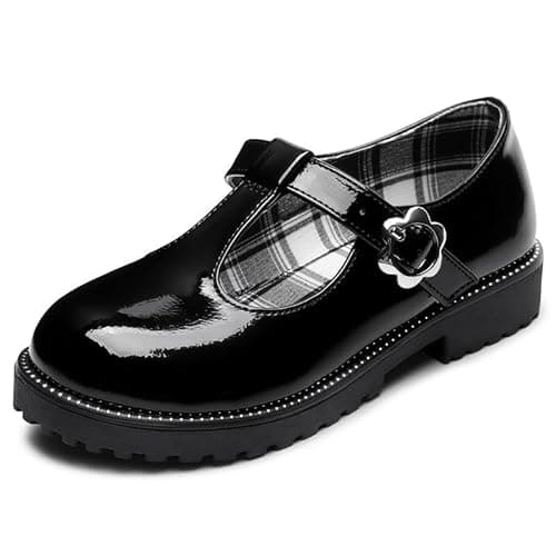 Image of FUPPIA Girl Dress Shoes Girl Mary Jane Shoes School Uniform Party Casual Soft Walking for Little Big Kids Black 12