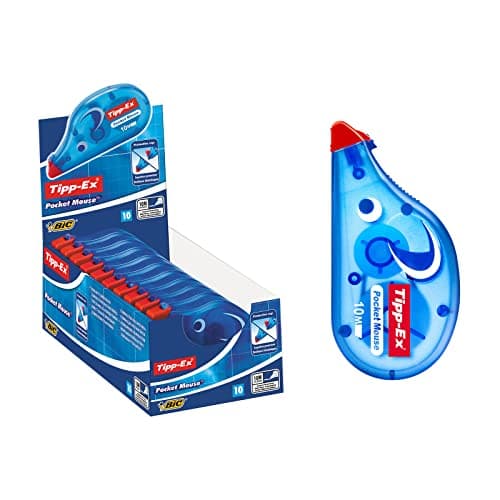 Image of Bic Tipp-Ex Pocket Mouse Correction Tapes, Box of 10 - with 10M-Long of Extra Tear-Resistant Plastic Tape, White