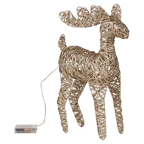 Image of URBNLIVING Light Up LED Reindeer Stags, 37cm Illuminated Christmas Decoration Ornament Figurines, Battery Powered 3xAA Christmas Display Decor (Metallic Gold)