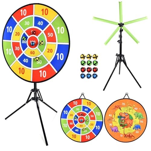 Image of Large Dart Board for Kids, Kids Double-Sided Dart Board with 12 Pcs Sticky Balls and Darts, Indoor/Outdoor Sport Fun Party Play Game Toys, Gifts for 3 4 5 6 7 8 9 10 11 12 Year Old Boys Girls