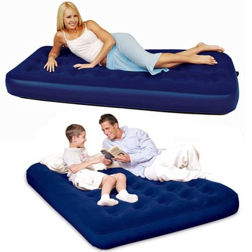 Image of Deluxe Single Inflatable Airbed - Flocked Coil Beam Construction Camping Mattress | For Vacation, Camping & Indoors | Coil Beam Construction, Flocking Surface, Quick-release Valve - 191 x 76 x 22cm