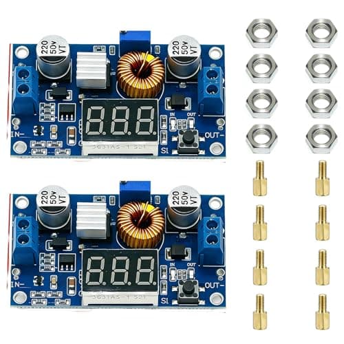 Image of 2 Pack DC Buck Converter, Step Down Voltage Regulator 4-38V to 1.25-36V Adjustable Output Regulator Board 5A Max with Mini Voltmeter LED Indicator for DIY Electronics Arduino Raspberry Pi Projects