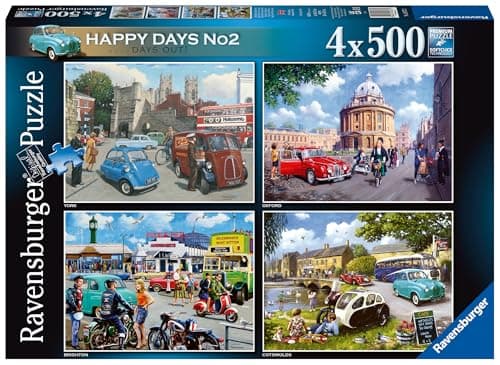 Image of Ravensburger Happy Days Collection No.2 Days Out 4x 500 Piece Jigsaw Puzzle for Kids and Adults Age 10 Up
